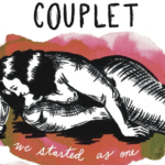 “Couplet" A naked woman sits crouched on the ground, leaning forward so she is almost lying down. "We started as one"